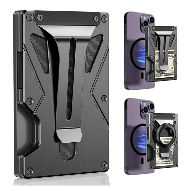 Sterling Magnetic Wallet, matte black aluminum MagSafe compatible card holder