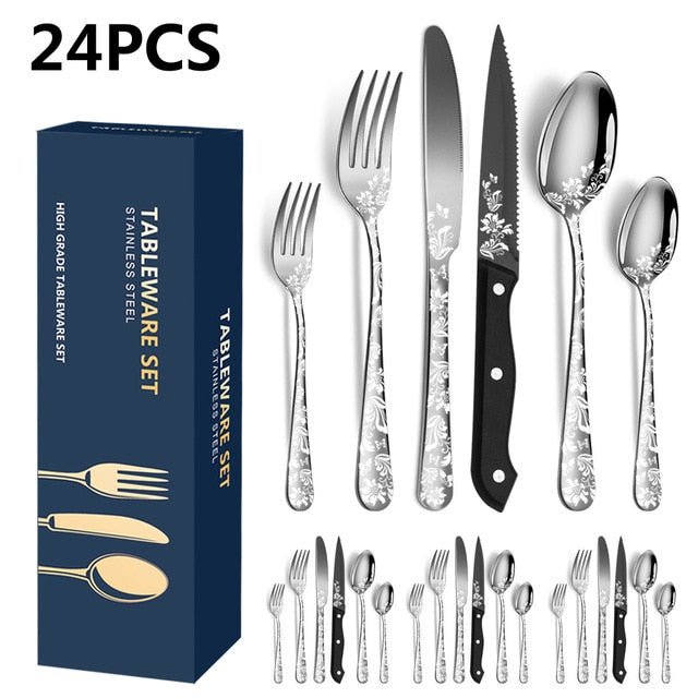 FancyFeast 24 Piece Floral Cutlery Set - Reality Refined