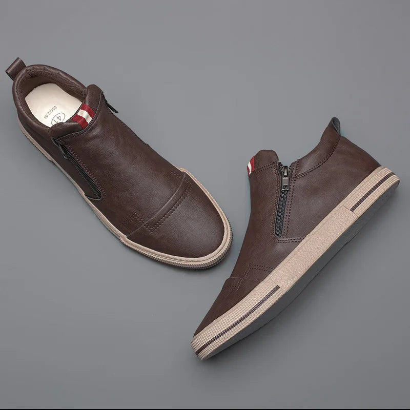 NoirZip Casual Leather Sneaker