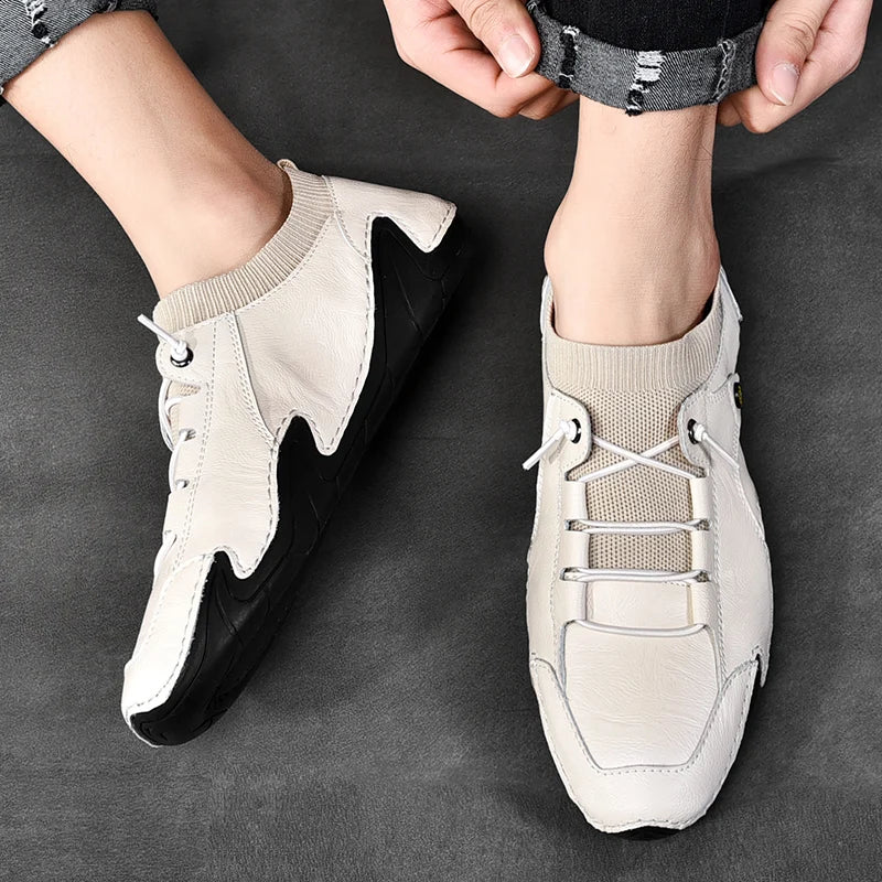 Fabio GeoTrek Leather Slip-on Shoes