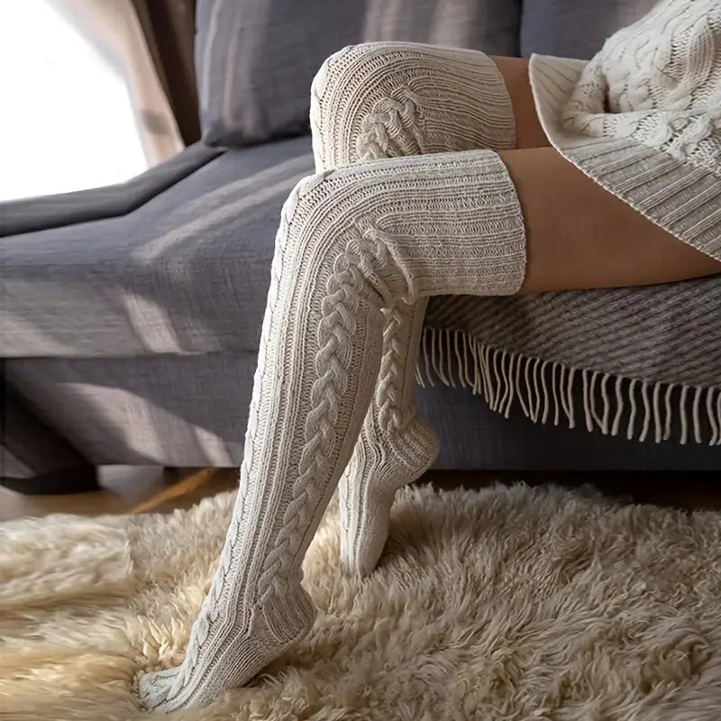 Cozy Cotton Knit Thigh Highs - Reality Refined