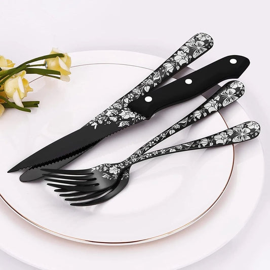 FancyFeast 24 Piece Floral Cutlery Set - Reality Refined